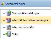 Återställ från säkerhetskopia Välj säkerhetskopia igenom att dubbelklicka på den.