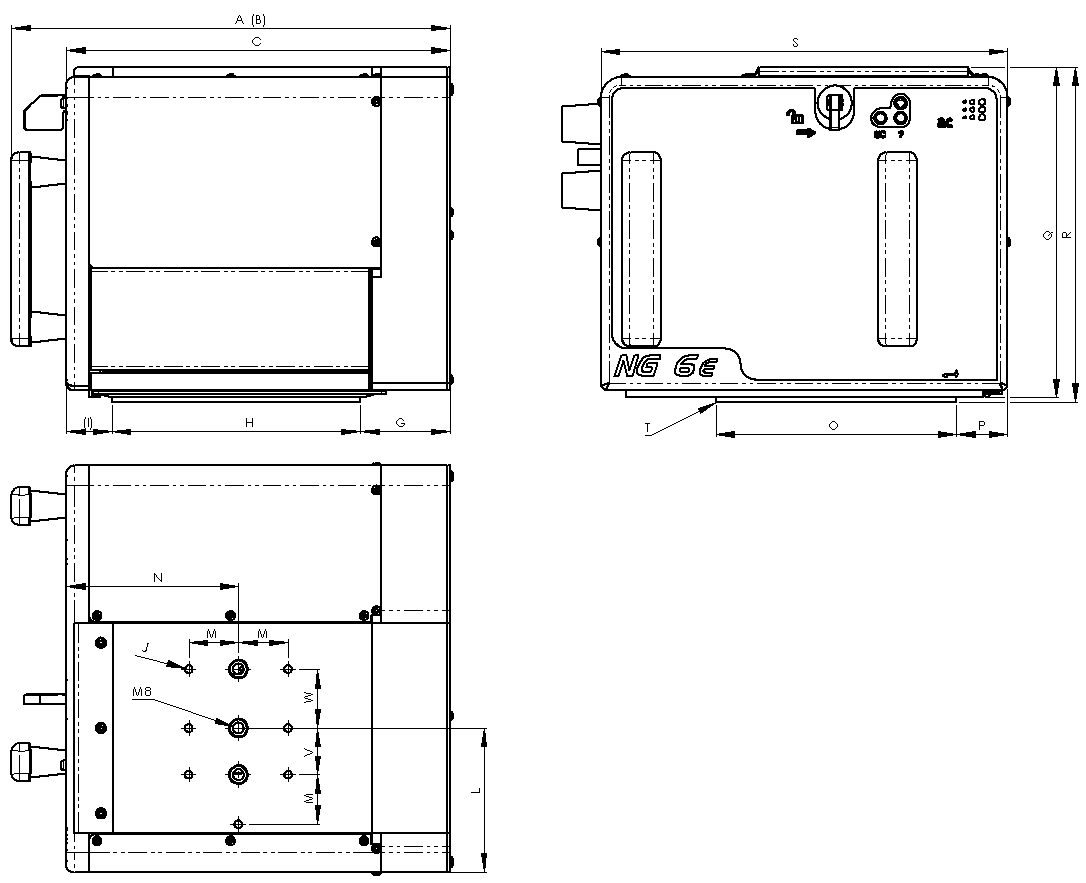 PRODUKTEN IDENTIFIERING NGT6E/8E: NGT6E IM (Vänsterhand) NGT8E IM (Vänsterhand) (Q) Enhetens höjd [mm] 213 213 (R) Enhetens höjd med avstånd till [mm] 216 216 skrivarunderlägg (S) Enhetens bredd [mm]