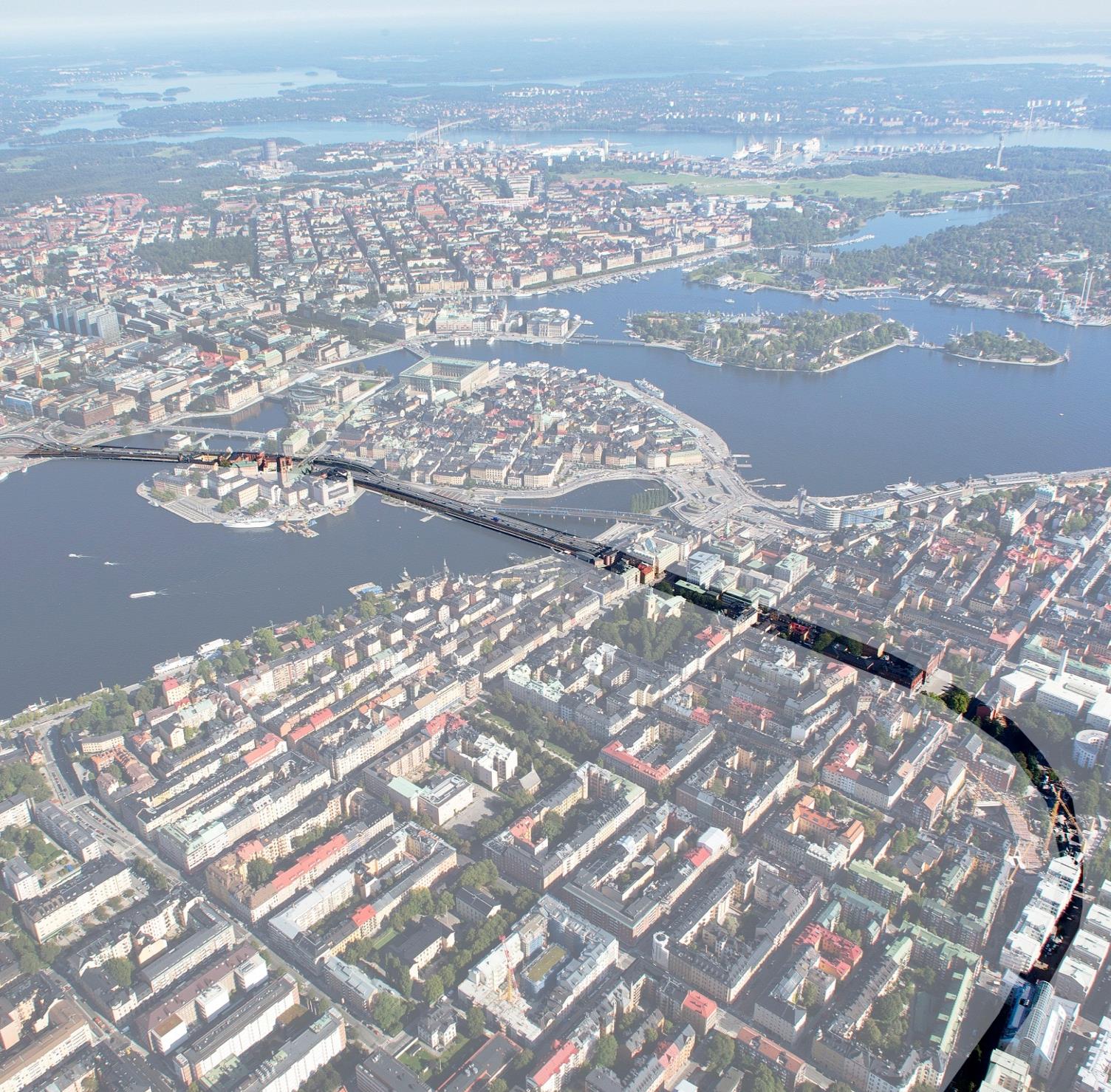 Stockholms C Södra station 1. Viadukt över Tegelbacken 2. Bro över Norrström 3. Tråg och tunnel på Riddarholmen 4. Uppfartsramp på Riddarholmen 1 2 3 8 4 8 5 6 7 5.