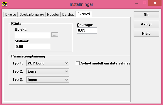 Grundinställning Viktigt!! VIKINGEN TRADING Under Arkiv Systeminställningar -> fliken Ekonomi, väljer du vilken typ av optimering som ska gälla. Din egen, den medskickade VOP eller ingen alls.