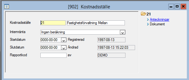 Ange vilka konton som automatiskt beräknat belopp ska föras till. I fältet för procent anges hur stor del av ursprungsbeloppet som ska automatkonteras.