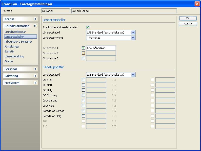 Çrona Lön LSS Lönearter 4 Lönearter Import av LSS Löneartstabell Vid installation av Crona Lön finns en standard löneartstabell, en generell tabell som täcker de flesta önskemål om olika lönearter.