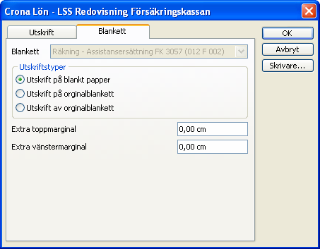 Redovisning Çrona Lön LSS Skriv även ut Redovisa kommunbeslut på FK-blankett Om du har kommunala beslut som du vill redovisa på Försäkringskassans blankett FK 3057 kan du välja att även få dessa