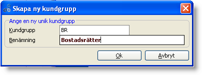 Kundgrupper Varje kund kan vara knuten till en kundgrupp. Gruppen kan användas som sök- och sorteringsbegrepp för bearbetning och utskrifter.