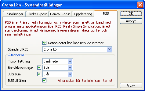 Inställningar Çrona Lön Handbok I Almanacka I almanackan visas vad som händelser framåt i tid som har koppling till löneprogrammet eller företagets anställda.