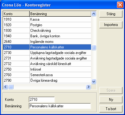 Çrona Lön Handbok II Bokföring 16 Bokföring Vid löneregistreringen kan du kontera de olika lönekostnaderna, vilket resulterar i ett bokföringsunderlag.