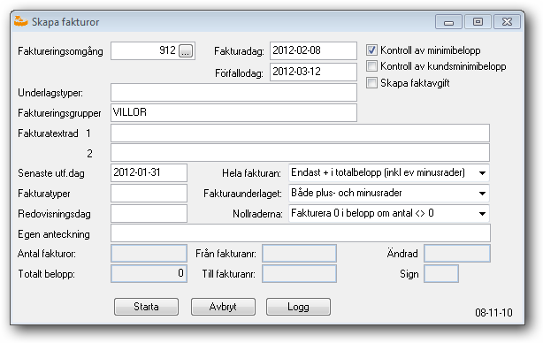 Sida 8(10) Fakturering Fakturaunderlag skapas på flertalet olika sätt. Skapandet av fakturor bör följa ett uppgjort schema.