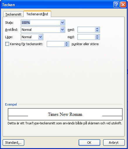 17 Kapitel 10 - Expandera/Kondenserad text Vill du öka avståndet mellan tecknen använder du funktionen expanderad text. Du kan även minska avståndet med funktionen kondenserad text.