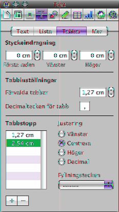 mm Du skapar ett nytt tabbstopp med textgranskaren genom att klicka på den plats i dokumentet där du vill skapa ett nytt tabbstopp, klicka på Granskare i verktygsfältet, klicka på knappen för