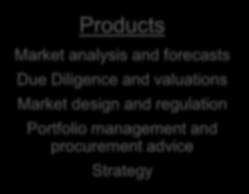 Clients Investors Energy buyers Energy companies/utilities International organizations and agencies Government agencies and ministries R&D organisations Insights Products Market analysis and