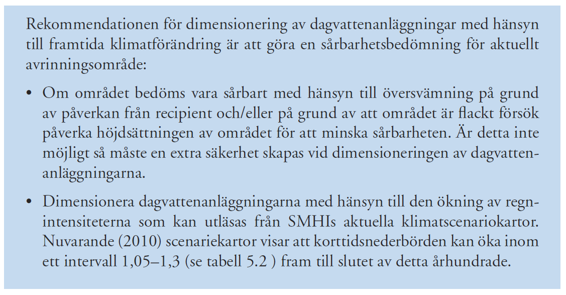 Rekommendation Svenskt Vatten/FORMAS: REGNINTENSITET I