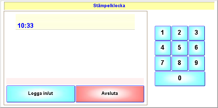 5 Stämpelklocka (Kassaregister, stämpelklocka) Gör så här: 1) Välj Arkiv i huvudmenyn och välj sedan Stämpelklocka eller klicka på AdmiPro logotypen.