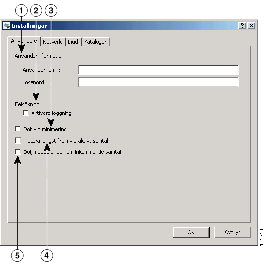 Anpassa inställningar i Cisco IP Communicator Visa och anpassa inställningar Du når de flesta Cisco IP Communicator-inställningar från fönster i dialogrutan Inställningar.