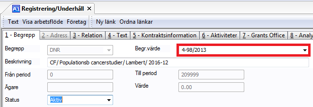 2.19.1.2 Ändra Huvudinstitution (HINST) vid intern forskarflytt Huvudinstitution för avtalet kan inte ändras i WebInfo!