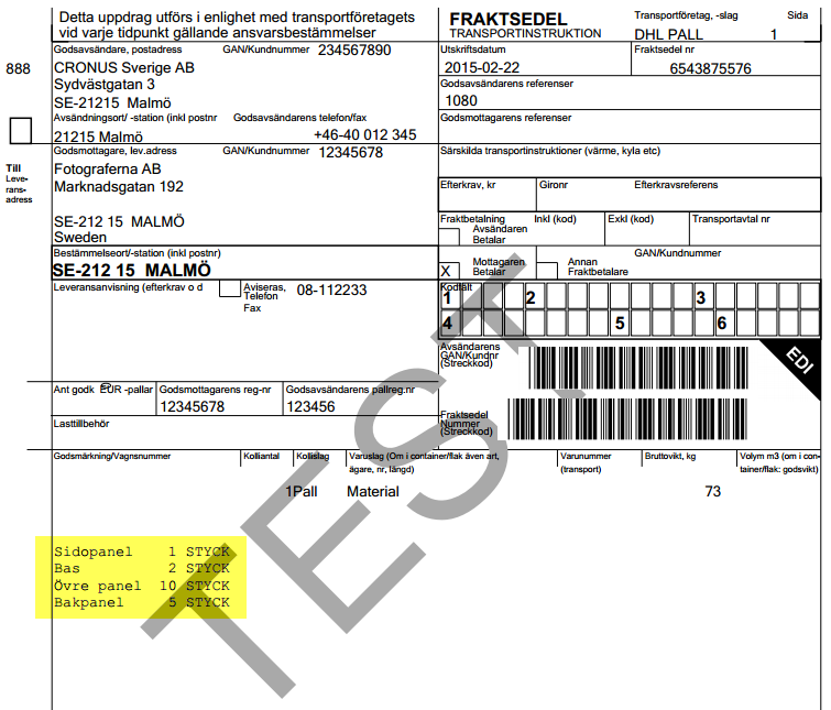 4.9 Meddelanden Från sändning kan meddelanden skickade till LogTrade avseende den enskilda sändningen visas. För mer information se kapitel om Meddelandelogg. 4.