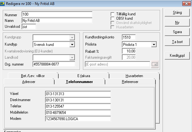 Spara uppgifterna så att invoicetool.ini innehåller uppdateringarna.