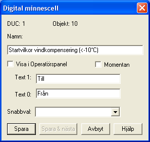 Konfigureringsmanual BAS2 styr Sidan 35 namnet tydligt framgå var beräkningen hör hemma. När minnesceller används för att visa tillstånd som dynamiska texter bör detta anges med ordet "indikering".