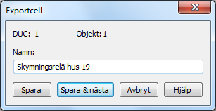 Konfigureringsmanual BAS2 styr Sidan 37 Exportobjekt Exportobjekten används för att skicka värden mellan DUC:arna. Principen är att ett värde (t.ex.