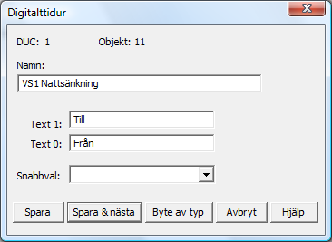 Konfigureringsmanual BAS2 styr Sidan 53 Namn: När t.ex. objekts- eller aggregatsbeteckning finns bör denna ingå i namnet. Namnet ska utformas med positiv logik.