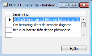 I fälten Bokför ränta och Bokför påminnelseavgift skall du sätta en bock om du önskar att räntor och avgifter skall bokföras automatiskt i samband med utskickning av påminnelser.