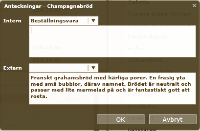 Råvarukostnad per enhet beräknas av systemet Inkl. arbetsoperation per enhet beräknas av systemet Till höger kan man få samma beräkningar för önskad enhet. Som förslag per kilo.