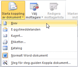 Koppla dokument Du använder koppla dokument när du vill skapa flera dokument som är likadana men där till exempel mottagaren är olika personer. Du vill kanske även skiva ut etiketter till dessa.