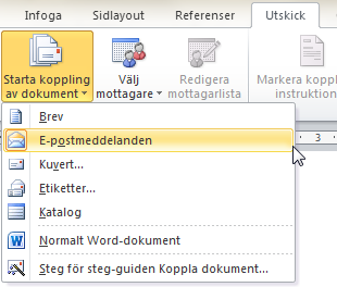 Nu ser det ut ungefär såhär på skärmen: Steg 3 - Infoga kopplingsinstruktion. Kontrollera att du står i den första etiketten på arket (längst upp till vänster på bladet).