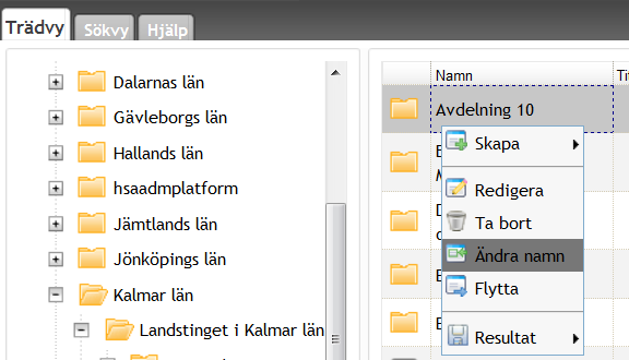 4.2.3 Instruktion Ta bort enhet/funktion Ta bort objekt kan man endast göra från mittenvyn.