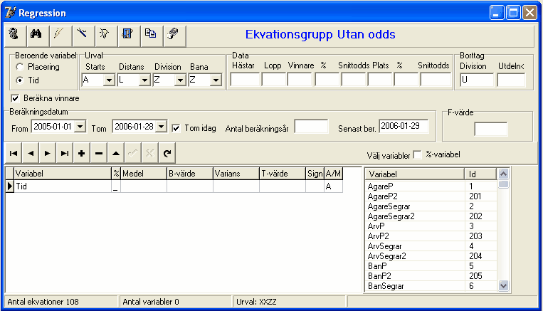 101 Travstatistik lång distans. Vi väljer bort division U vilket gör att vi enbart får V75/V65/V64/V5 lopp.