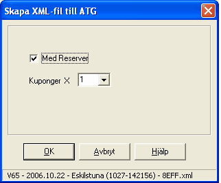 179 Travstatistik Du kan välja att skriva ut med eller utan reserver. Du kan även välja en multiplikationsfaktor i komboboxen. Förinställt står denna på 1. Dvs varje kupong lämnas in en gång.