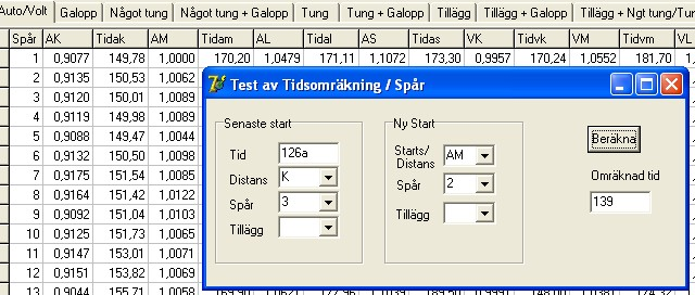 Inställningar 8.5.1 220 Testa Tidsomräkning I bilden nedan ser du hur man gör för att räkna om tiden 12.6 auto kort från spår 3 till spår 2 på automedel.