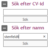 Om du önskar göra en sökning efter kandidatens CV-ID eller namn, gör enligt följande: 1.