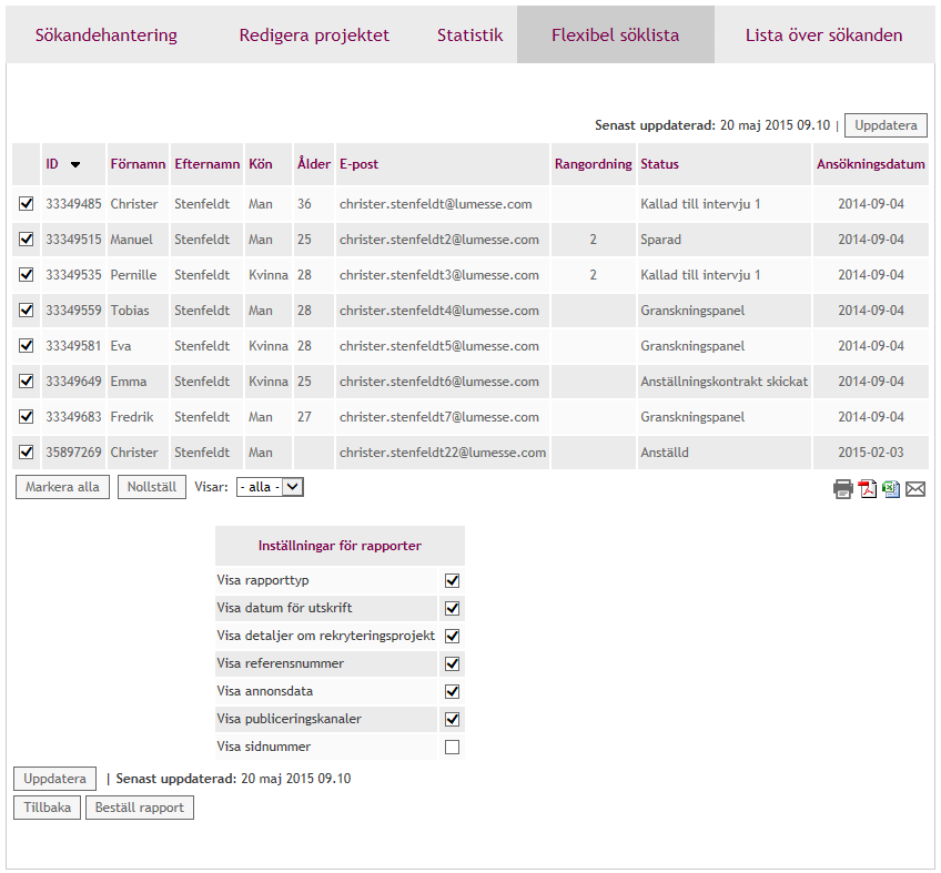 4. Klicka sedan på ikonerna längst ner på sidan för att välja hur du vill exportera ut din lista, antingen via Pdf eller via Excel.