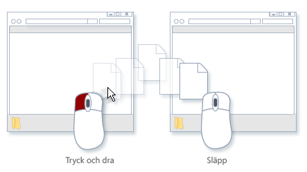 Kopiera och flytta filer och mappar Ibland vill du kanske ändra var på datorn filer sparas. Du vill kanske flytta filer till en annan mapp eller kopiera dem till flyttbara medier (t.ex.