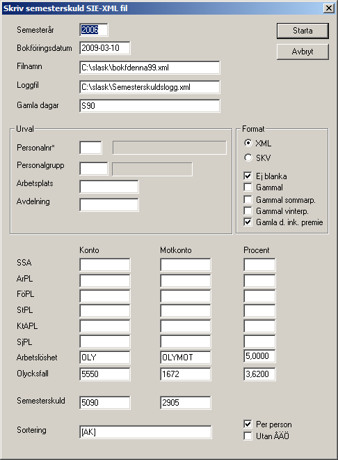 HANDBOK pedago l ö n 178 Skapa semesterskuldsfil i SIE-XML format Rutinen skapar en fil med konteringar, utgående från det beräknade semesterunderlaget.