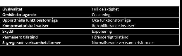 Andra exempel; 21 år, efter behandlingshem Nästan ingen social nätverk, dator och träning intresserad, provat utbildning, anhöriga finns i närheten Beslut; stöd med vardagliga sysslor, rutiner Att