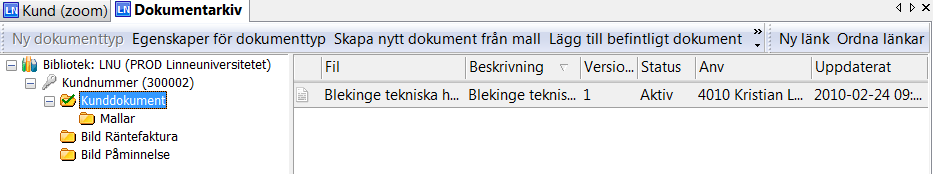 11.5 Söka fram ett dokument till en kund eller en leverantör I de fall LNU erhåller information från leverantörer eller kunder avseende referenskoder, adresser eller annan information skannas detta