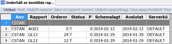 omgående eftersom de inte ligger kvar i Underhåll av beställda rapporter så lång tid. Det är endast de senaste beställningarna som ligger kvar.