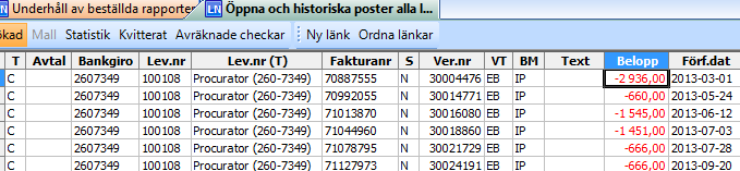 10.3 Sökning i leverantörsreskontran Sökningar i Leverantörsreskontran används för att se om en leverantörfaktura är betald, hur långt den har kommit i flödet och du kan även se alla fakturor från en