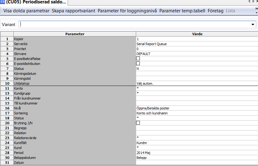 När du har angivit alla sökvillkor väljer du Sök (F7) i Datamenyn för att utföra sökningen. Resultatet av sökningen visas på fliken 2-Resultat.