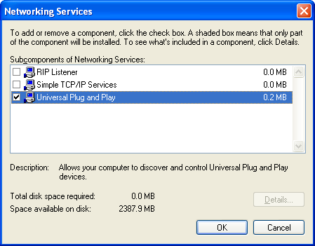 4 Få ut mesta möjliga av Thomson Gateway 4.3.4 Installera UPnP i Windows XP Lägga till UPnP Om du kör Microsoft Windows XP bör du lägga till UpnP-komponenten i systemet.