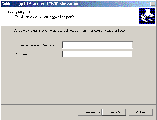 STÄLLA IN UTSKRIFTSANSLUTNINGAR 19 4 Klicka på Lägg till port om du vill använda en ny port. Om du vill ändra portinställningarna går du vidare till 11.