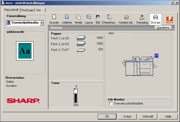 UTSKRIFT 55 SÅ HÄR VISAR DU STATUSEN FÖR MFP-FÖRBRUKNINGSMATERIAL 1 Windows 2000: Klicka på Start, välj Inställningar och därefter Skrivare. Windows XP: Klicka på Start och välj Skrivare och fax.