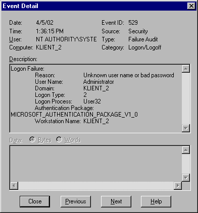 Figur 4.2: Security log som visas i Event Viewer Varje händelse i loggarna har ett unikt nummer som specificerar vad det är för slags händelse. En händelse (eng.