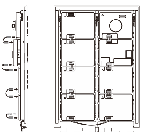 Montering/Installation Modulernas ledningar Fig. 28 Modulernas ledningar 1. Använd kablar för att koppla samman modulerna en och en. 2. Se till att ljudmodulen ansluts intill kameramodulen.