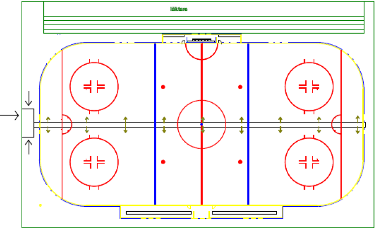 Figur 4 - Principskiss för ventilation i konventionell ishall (Svenska ishockeyförbundet, 2011) 4.