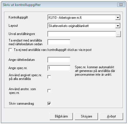 FLEX Lön Årsskiftesrutiner (december 2014) 16 Om inställningen Använd angivet spec.nr.