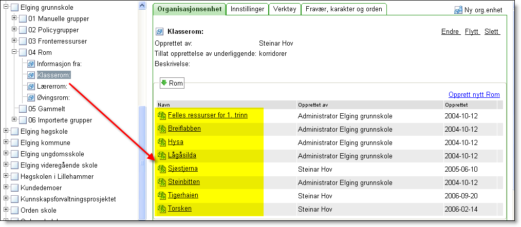 Korridor/rumsstruktur Grundskola En grundskola har som regel en enkel översiktlig struktur: Genom att klicka på de enskilda korridorerna