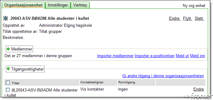 Genom att klicka på önskad grupp visas medlemmar, rättigheter osv.