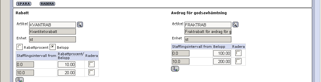 Rabatten kan anges antingen i kronor eller i procent.